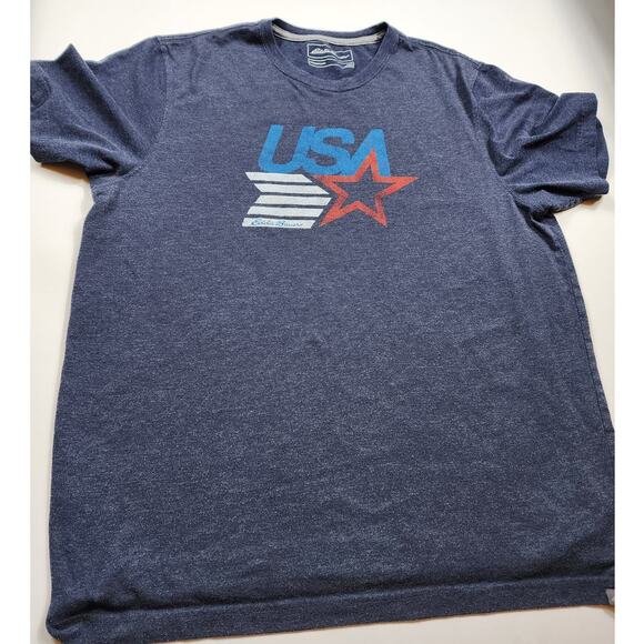 Eddie Bauer USA Shirt Mens Large Legend Wash Distress Vintage Style Short Sleeve - Picture 11 of 16